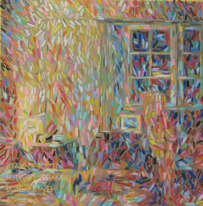 pastel sur papier, nu dans la chambre, Fabienne BOISSET
